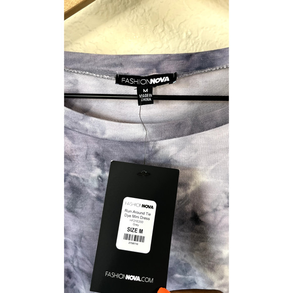 NWT Fashion Nova Puff Sleeve Tie Dye Mini Dress M - Picture 7 of 11